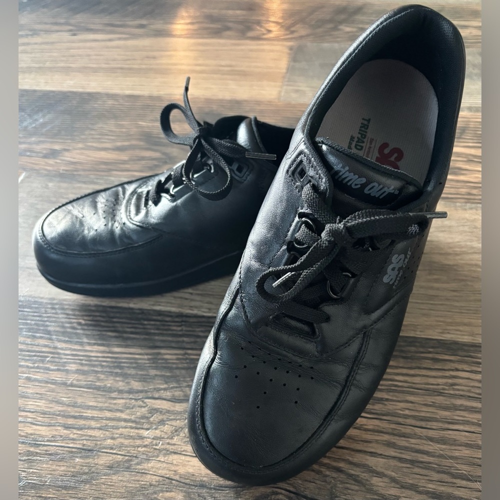 SAS Time Out Men Size 8 Black Tripad Comfort Orthopedic Walking Sneakers Leather
